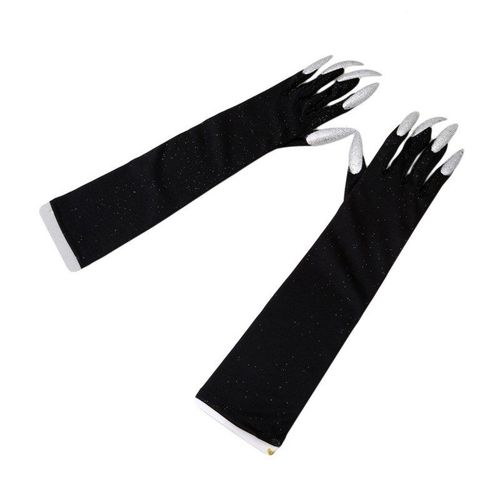 Gants À Ongles Longs Pour Halloween, Costume De Cosplay De Sorcière, Accessoires Fantaisie Effrayants, Mitaine Noire, Outils De Blague Pour Enfants