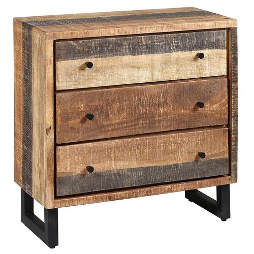 Odilon - Commode 3 Tiroirs Acier Et Bois Massif