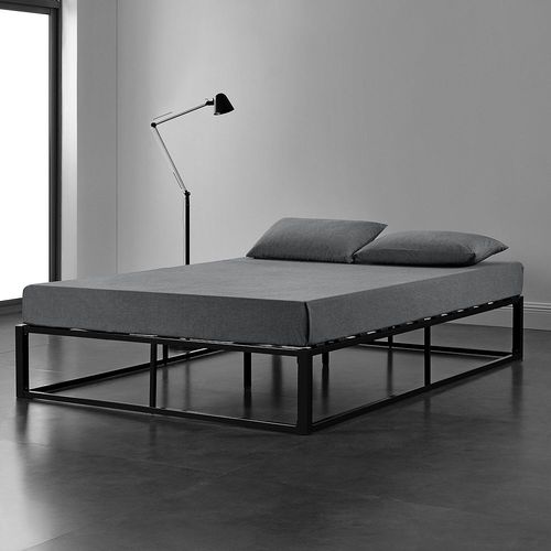 Cadre De Lit Double Kreta En Métal 140 X 200 Cm Noir [En.Casa]