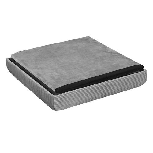 Pouf Coffre De Rangement Velours Côtelé Giullia Gris Souris