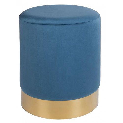 Pouf En Velours Bleu Et Métal Doré Bleu