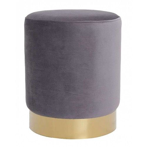 Pouf En Velours Bleu Et Métal Doré Gris