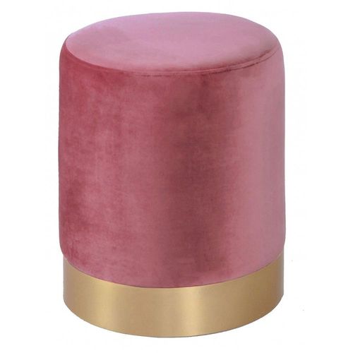 Pouf En Velours Bleu Et Métal Doré Vieux Rose