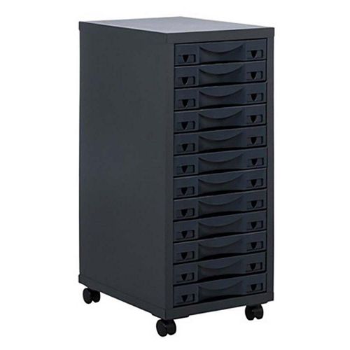 Rangement Sur Roulettes 12 Tiroirs En Acier Anthracite