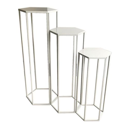 Lot De 3 Sellettes Gigognes Métal Blanc - Razza