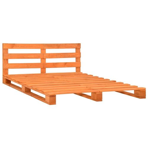 Cadre De Lit De Palette Marron Bois De Pin Massif 200 X 200 Cm - Vidaxl