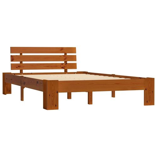 Cadre De Lit Marron Miel Bois De Pin Massif 140 X 200 Cm - Vidaxl