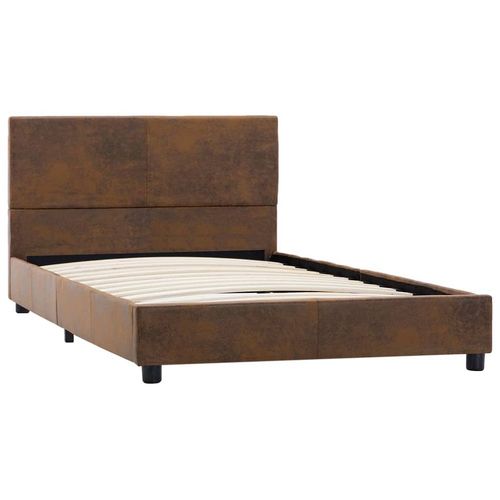 Cadre De Lit Marron Similicuir Daim 100 X 200 Cm