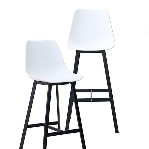 Tabouret De Bar En Plastique Blanc Et Pieds Métal (Lot De 2)