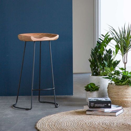 Tabouret De Bar Tronc Creusé Piétement Métal