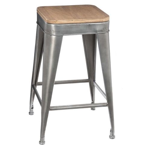 Tabouret Haut Joris Métal Gris Atmosphera - Gris