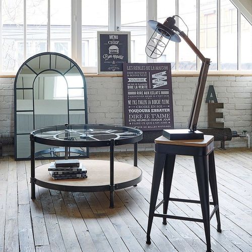 Tabouret Haut Joris Métal Noir Atmosphera - Noir