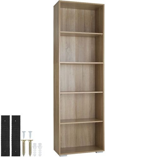 Bibliothèque Lexi 5 Étagères - Chêne Mat - Tectake