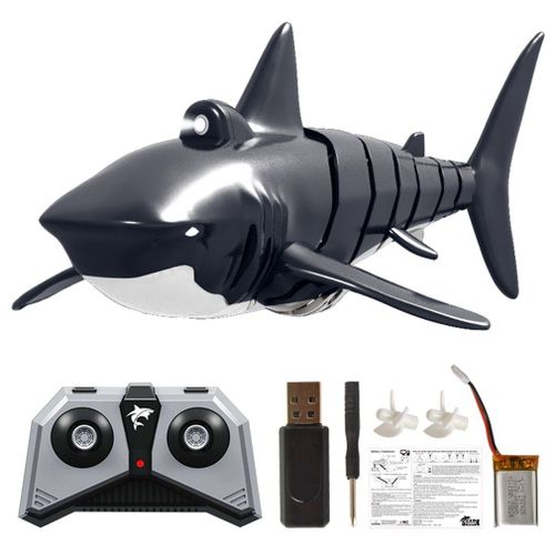 Robot Requin Noir 2.4g 4ch Rc, Jouet Avec Simulation Étanche, Bateau Électrique De Course D'animaux, Cadeaux Pour Enfants
