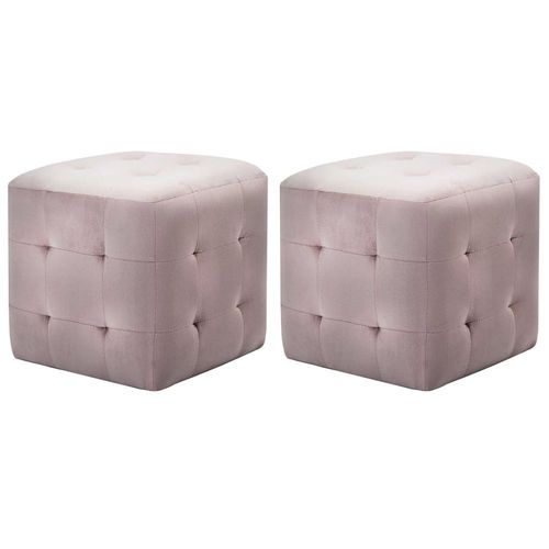2 Pcs Tables De Chevet Rose 30x30x30 Cm Tissu Velours - Vidaxl