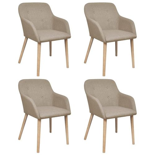 4 Pcs Chaises De Salle À Manger Beige Tissu Et Chêne Massif