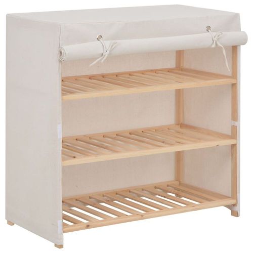 Armoire À Chaussures Avec Housse Blanc 79x40x80 Cm Tissu