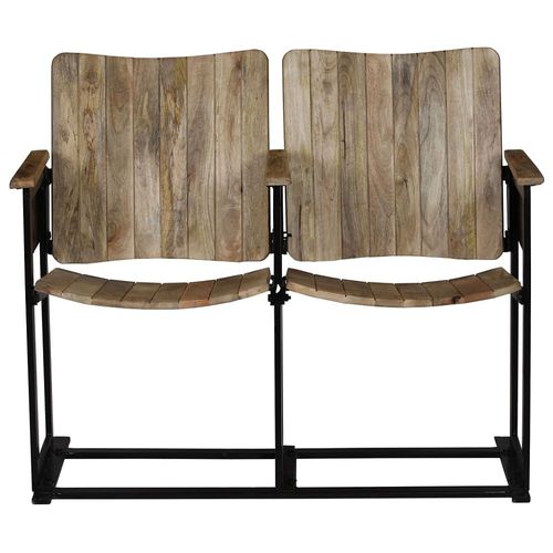 Banc À 2 Places Bois De Manguier Massif Et Acier - Vidaxl