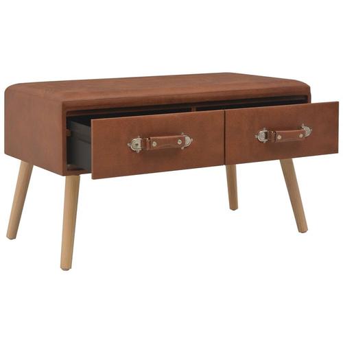 Banc Avec Tiroirs 80 Cm Marron Similicuir - Vidaxl