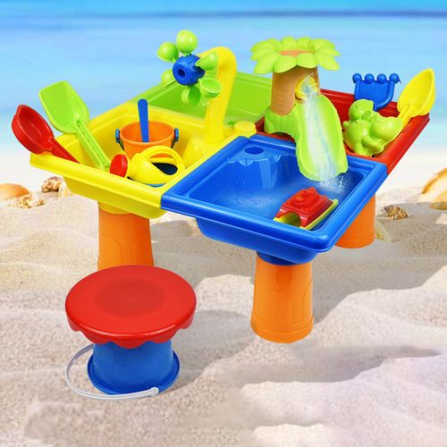 Table D'eau De Sable 2 En 1 Pour Enfants, 26 Pièces, Avec Accessoires, Jouet De Plage D'été Pour Activités Extérieures, Cadeaux D'anniversaire Pour Enfants De 2 À 10 Ans