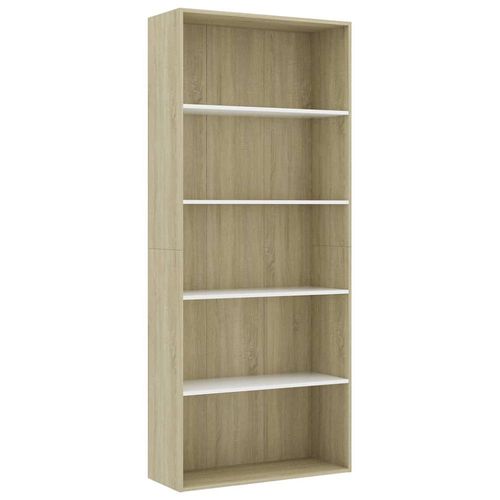 Bibliothèque À 5 Niveaux Blanc Et Chêne 80x30x189 Cm Aggloméré - Vidaxl