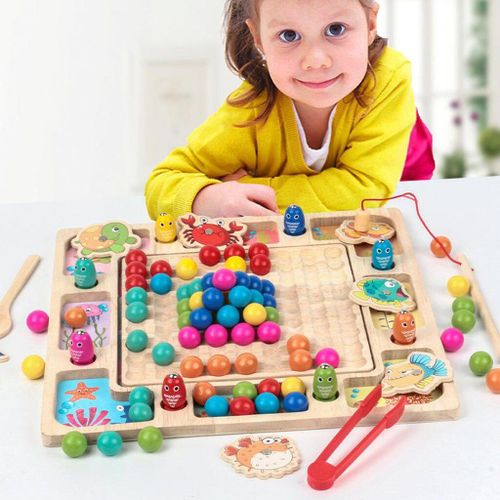 Jeu De Pêche Montessori Pour Enfants De 3 Ans Et Plus, Perles À Clip, Cadeau