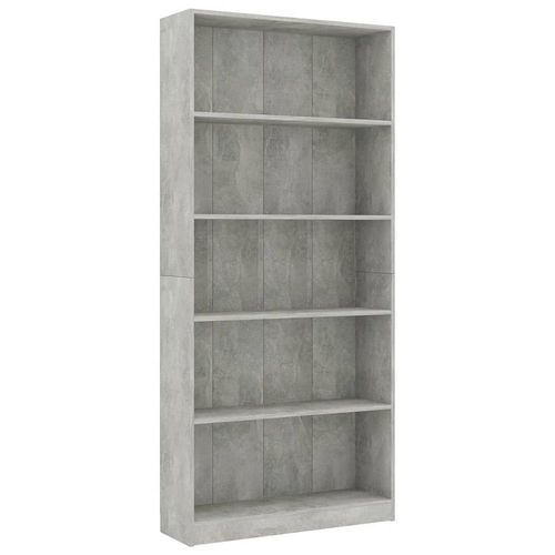 Bibliothèque À 5 Niveaux Gris Béton 80x24x175 Cm Aggloméré - Vidaxl
