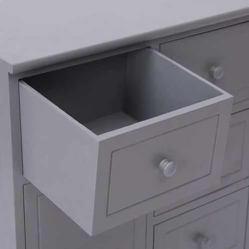 Buffet Avec 10 Tiroirs Gris 113 X 30 X 79 Cm Bois