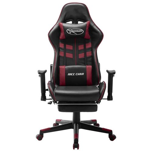 Vidaxl Chaise De Jeu Avec Repose-Pied Noir Et Bordeaux Cuir Artificiel