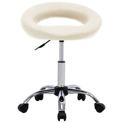 Vidaxl Chaise De Travail Roulante Crème Similicuir