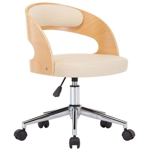 Chaise Pivotante De Bureau Crème Bois Courbé Et Similicuir - Vidaxl