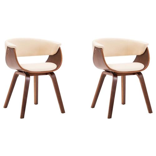 Chaises De Salle À Manger 2 Pcs Crème Bois Courbé Et Similicuir - Vidaxl
