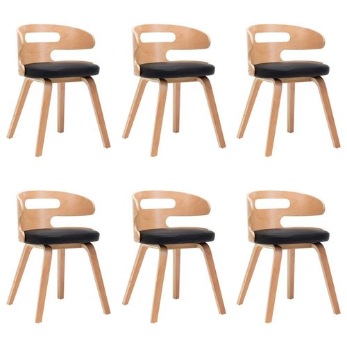 Chaises De Salle À Manger 6 Pcs Noir Bois Courbé Et Similicuir - Vidaxl