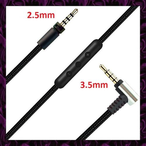 Cable AUDIO 1.20 mètres avec control volume et micro , Connexion 2.5mm vers 3.5mm casque Sennheiser Sony