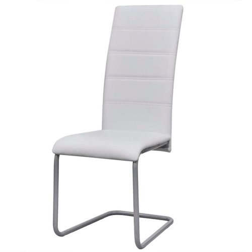 Chaises De Salle À Manger Cantilever 6 Pcs Blanc Similicuir - Vidaxl