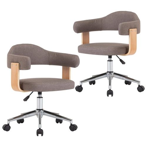 Chaises Pivotantes À Dîner 2 Pcs Taupe Bois Courbé Et Tissu - Vidaxl