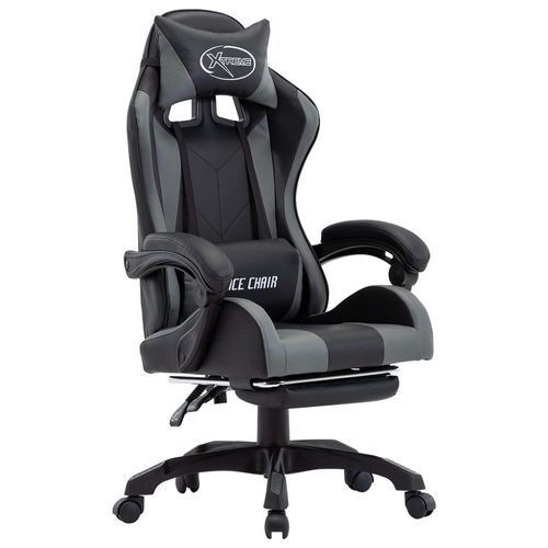 Fauteuil De Jeux Vidéo Avec Repose-Pied Gris Et Noir Similicuir - Vidaxl