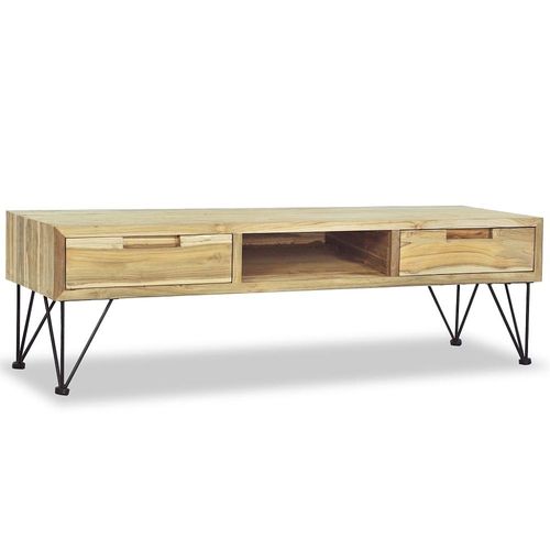 Meuble Tv 120 X 35 X 35 Cm Teck Massif