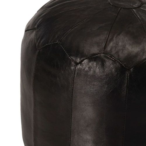 Pouf 40 X 35 Cm Noir Cuir Véritable De Chèvre - Vidaxl