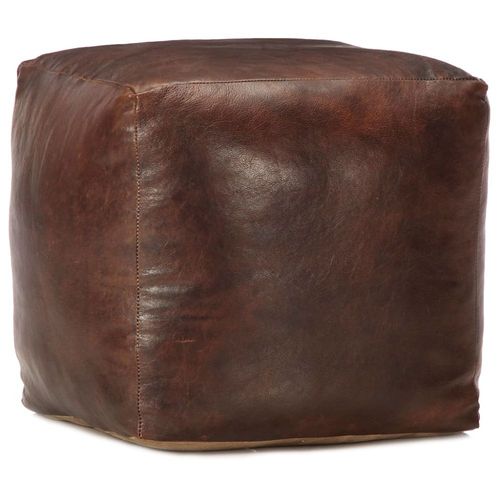 Pouf 40 X 40 X 40 Cm Marron Foncé Cuir Véritable De Chèvre - Vidaxl