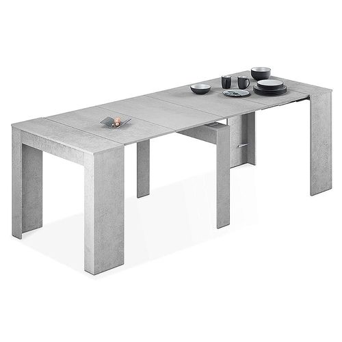 Table À Manger Console Extensible Coloris Béton -50-235 Cm (Longueur) X 90 Cm (Largeur) X 78 Cm (Hauteur)