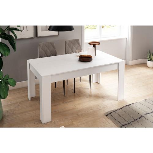 Table Salle À Manger 140cm Extensible 200cm Blanc Mat, 90.4x140.4/200.4x76.1cm - Skraut Home