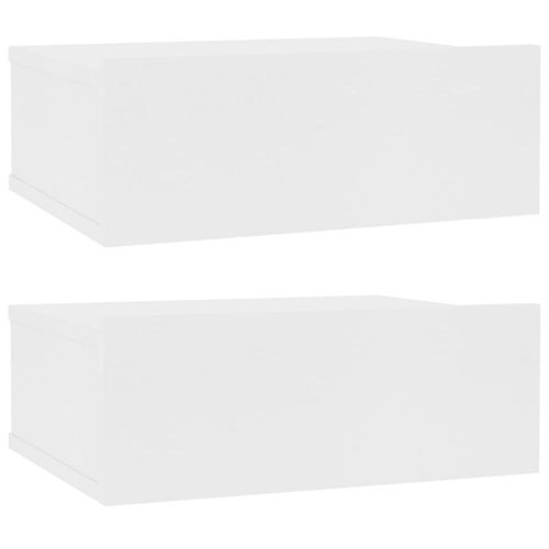 Tables De Chevet Flottantes 2 Pcs Blanc 40x30x15 Cm Aggloméré - Vidaxl