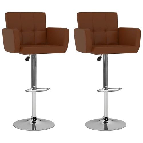 Vidaxl Tabourets De Bar 2 Pcs Marron Similicuir