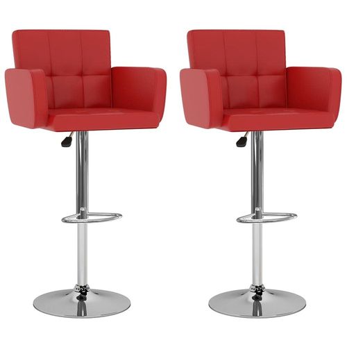 Tabourets De Bar 2 Pcs Rouge Similicuir - Vidaxl