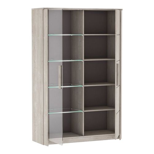 Vitrine Led 2 Portes Cannes Chêne Champagne/Béton Clair - Chêne