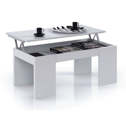 Table Basse " Ora " - 100 X 50 X 43 Cm - Blanc Brillant