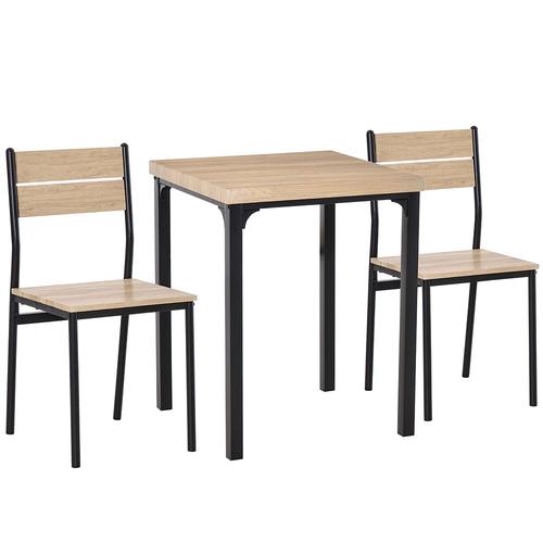 Table Avec 2 Chaises Style Industriel Acier Noir Mdf Coloris Bois De Chêne