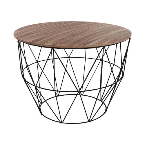 Table Basse En Acier Noir Large Plateau En Bois D 56 Cm