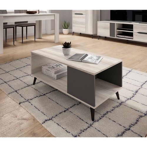 Table Basse, Salle À Manger Kai, Couleur Shamal/Ardoise, Mesure 100x50x42cm - Skraut Home